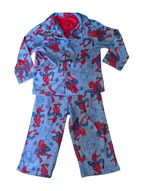 Kids Red & Blue Spider Print Pajama Set | Size: 2T